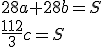 28a+28b=S\\\frac{112}{3}c=S